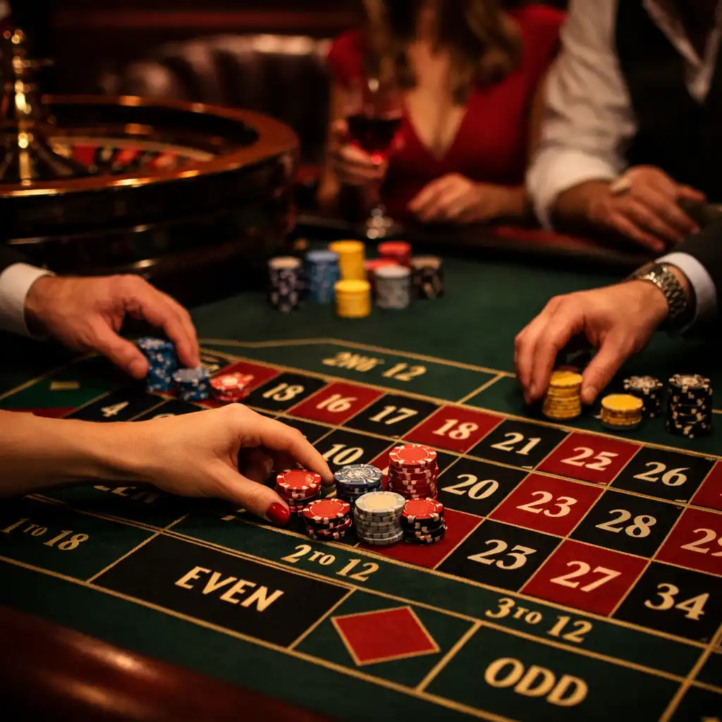 Casino-Abend in privatem Rahmen mit Roulette-Tisch und Gästen